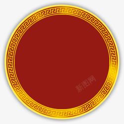 中国风黄色边框内部红色素材