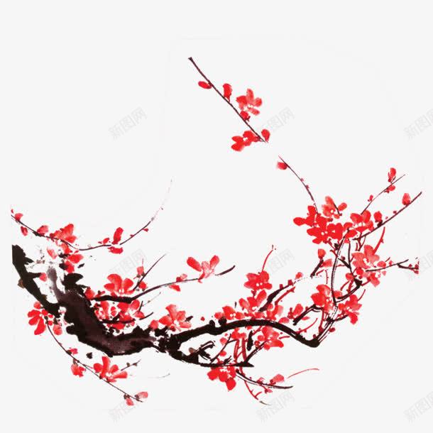 彩绘植物梅花水墨画png免抠素材_88icon https://88icon.com 彩绘 梅花 植物 水墨画