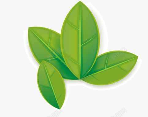绿色信纸叶子装饰绿色大叶子图标图标