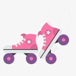 熘滑板卡通粉色溜冰鞋高清图片