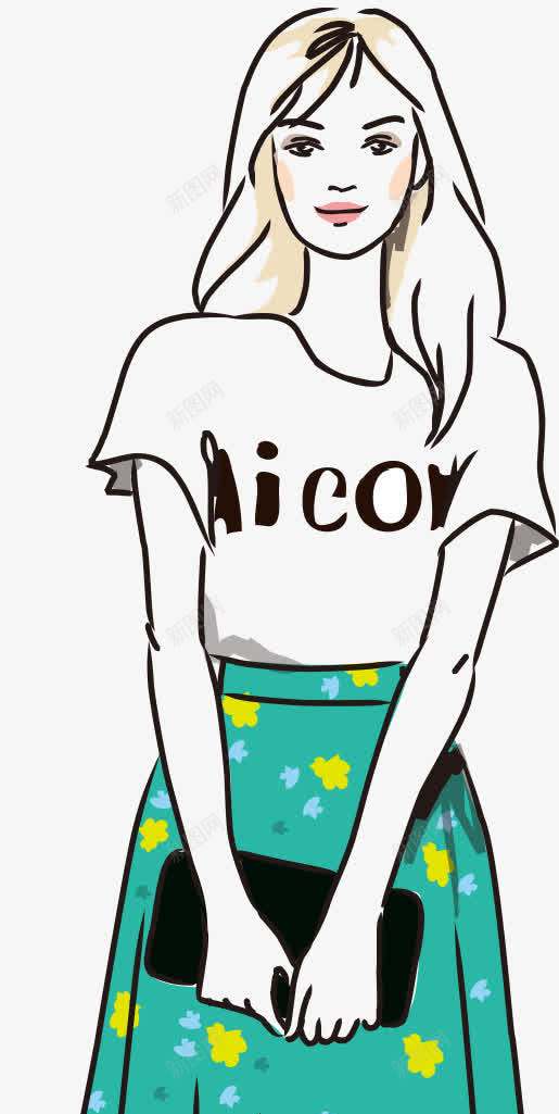 手绘线描线条时尚服饰走png免抠素材_88icon https://88icon.com 人物插画 帅气男孩 时尚走秀 美丽女孩