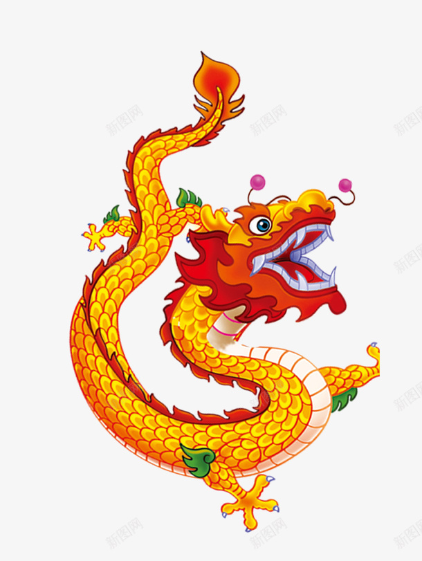 卡通中国风金色的龙psd免抠素材_88icon https://88icon.com 中国风 免抠吉祥装饰 卡通 卡通龙年 的龙 粉色珠子装饰 金色 金龙吉祥