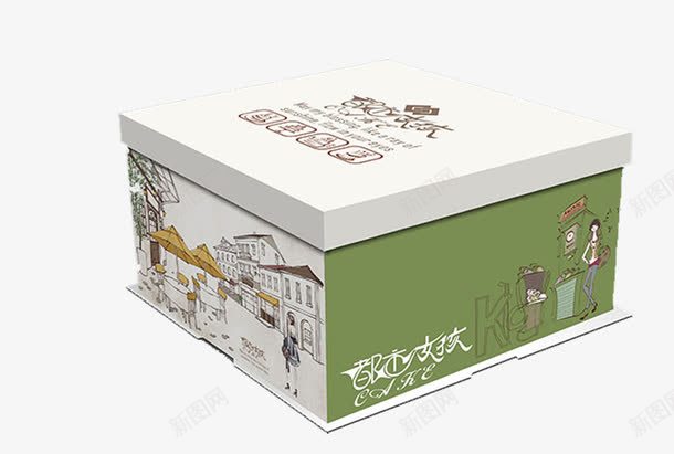 都市女孩插画蛋糕食品包装盒psd_88icon https://88icon.com 城市手绘图片 插画设计 蛋糕盒插画设计 都市女孩
