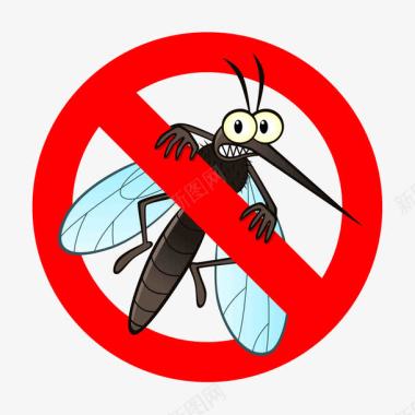 培根披萨卡通卡通禁止蚊子传染疾病图标图标
