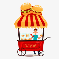 汉堡快餐车汉堡包外卖餐车矢量图高清图片