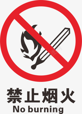 禁止使禁止烟火火警防范标志矢量图图标图标
