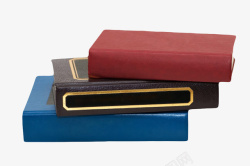 红黑蓝色加厚堆起来的书实物素材