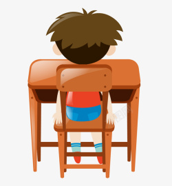 卡通手绘小男孩坐着的背影矢量图素材