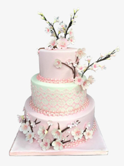 清新婚庆卡片粉色小清新圆型樱花蛋糕系列高清图片