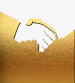 握手剪影金色卡纸剪影两人握手高清图片