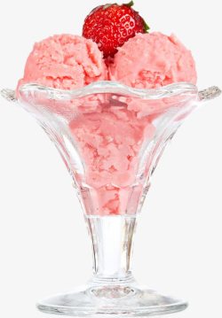 粉色草莓圆球冰激凌素材