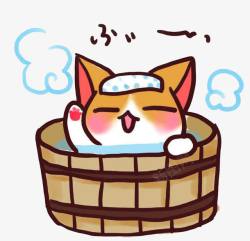 泡汤小猫泡日本温泉高清图片