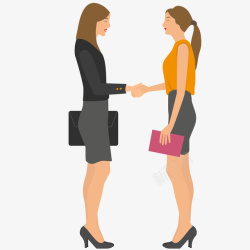 两人交谈握手的商务女子人物矢量图高清图片