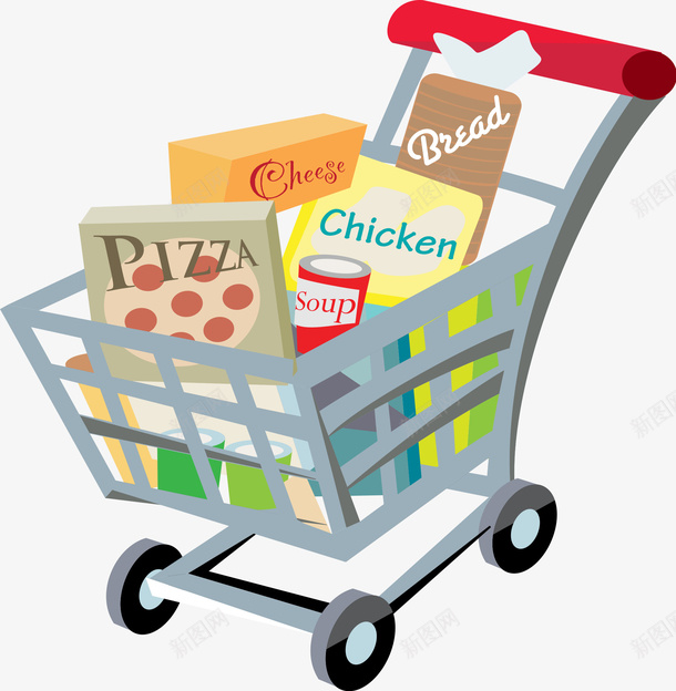 装满食物的购物车png免抠素材_88icon https://88icon.com UI 装满 购物车 食物
