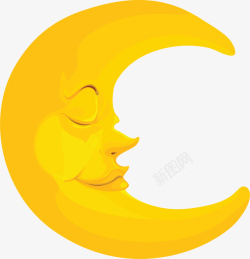 卡通黄色睡觉月亮矢量图素材