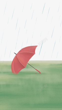 下雨天红色雨伞素材