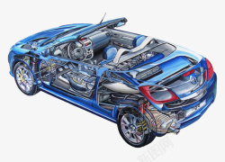 汽车车模蓝色汽车构造模型高清图片
