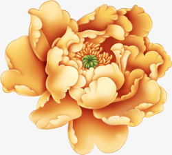 牡丹花免抠图素材手绘金色牡丹花图高清图片