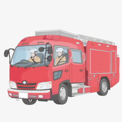 红色手绘的消防车素材