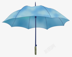蓝色卡通手绘雨伞素材