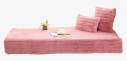粉色窗台毛绒布飘窗榻榻米垫高清图片