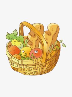 一篮子鸡蛋卡通一篮子蔬菜高清图片