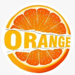 橙色文字橙子贴纸插画矢量图高清图片