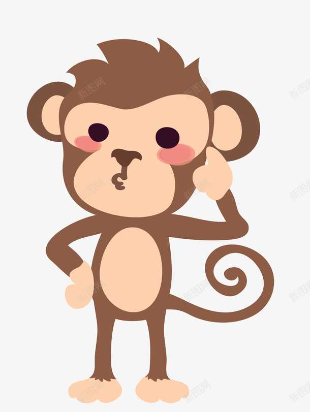 呆萌猴子png免抠素材_88icon https://88icon.com 动物 卡通 卡通思考猴子 反省 小猴 思考 飞天资源论坛