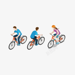 彩色骑自行车矢量图素材