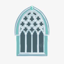 手绘教堂窗户素材