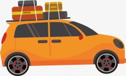 橘色行李箱自驾游旅游车高清图片