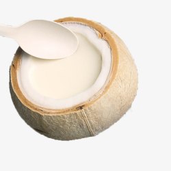 椰壳里乳白色的椰子奶冻素材