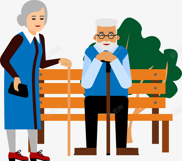 卡通拄拐杖人物插画png免抠素材_88icon https://88icon.com 人物插画 公园长椅 公益海报 关怀 关爱 弱势群体 拄拐杖人物 爱心 爷爷奶奶 老人 老人晒太阳 老人相伴 老夫老妻