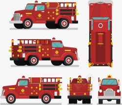出勤红色的消防车矢量图高清图片
