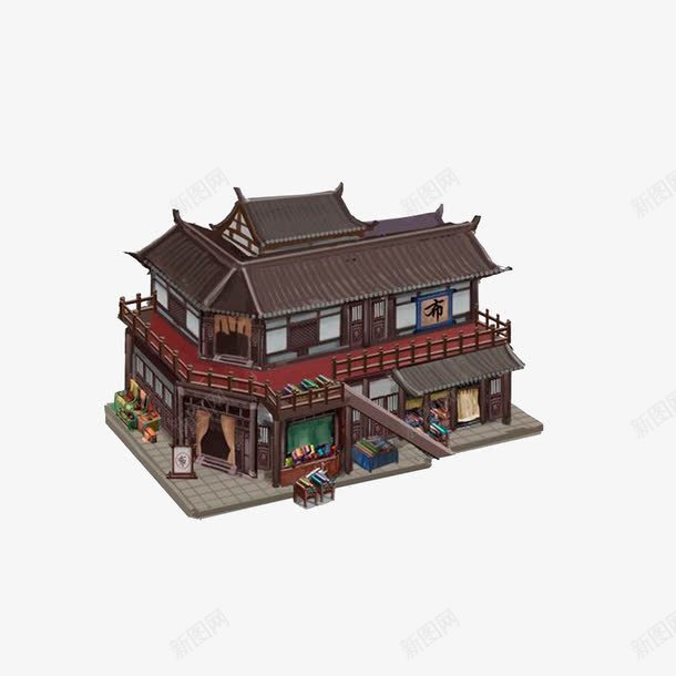 两层制衣铺子png免抠素材_88icon https://88icon.com 两层店铺建筑 古代制衣铺子 古代商店 古代商铺 古代铺子 效果图