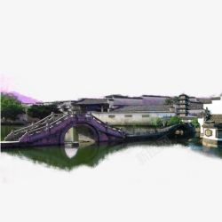 烟雨江中国风江南山水烟雨桥装饰高清图片