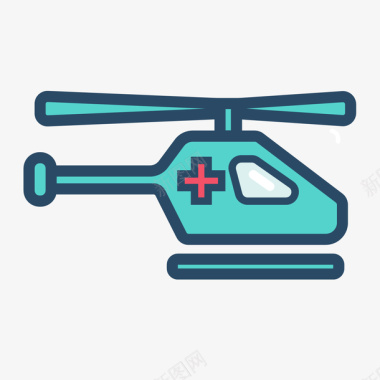 消防水绿色手绘直升飞机元素图标图标