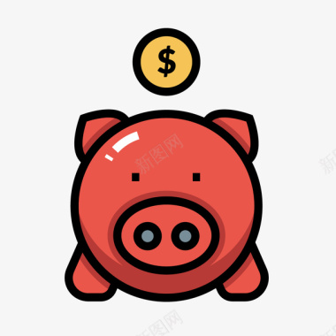 小猪存钱罐图标矢量图图标