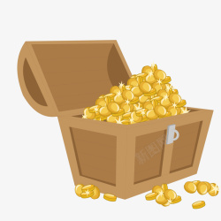 金色宝箱卡通装满金币的宝箱矢量图高清图片