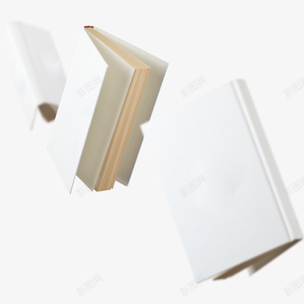 飞起来的书白色立体psd免抠素材_88icon https://88icon.com 层次 流动 白色书皮 虚化效果 飞起来的书 黄色纸张的书