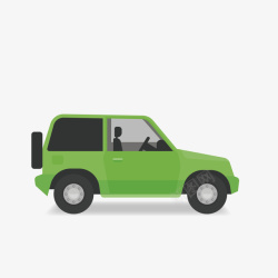 绿色圆角吉普车元素矢量图素材