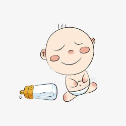 躺在枕头上的宝宝喝奶喝饱的小婴儿高清图片