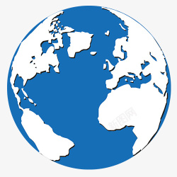 地球板块球形图蓝色扁平化装饰圆形地球图标高清图片