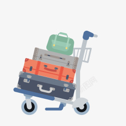 推车轮子行李推车和行李箱高清图片