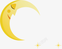 水彩月牙睡觉的月亮矢量图高清图片