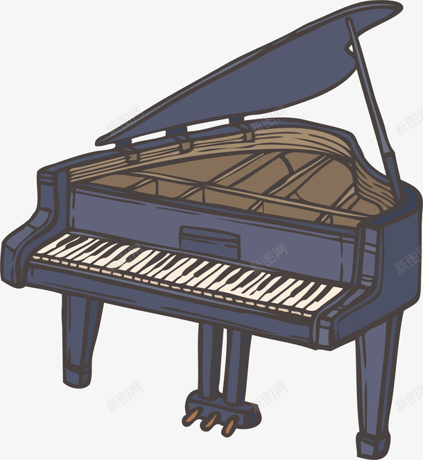 手绘卡通钢琴电子琴png免抠素材_88icon https://88icon.com 乐器 弹琴 深蓝色钢琴 电子琴 艺术 钢琴 音乐