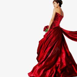 红色礼服新娘子素材