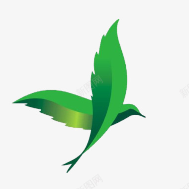 展翅白鹅绿色展翅翱翔的燕子标志图标图标