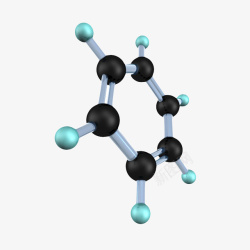 分子组合黑色苯分子3D侧面形状高清图片