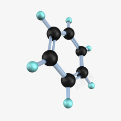 苯黑色苯分子3D侧面形状高清图片